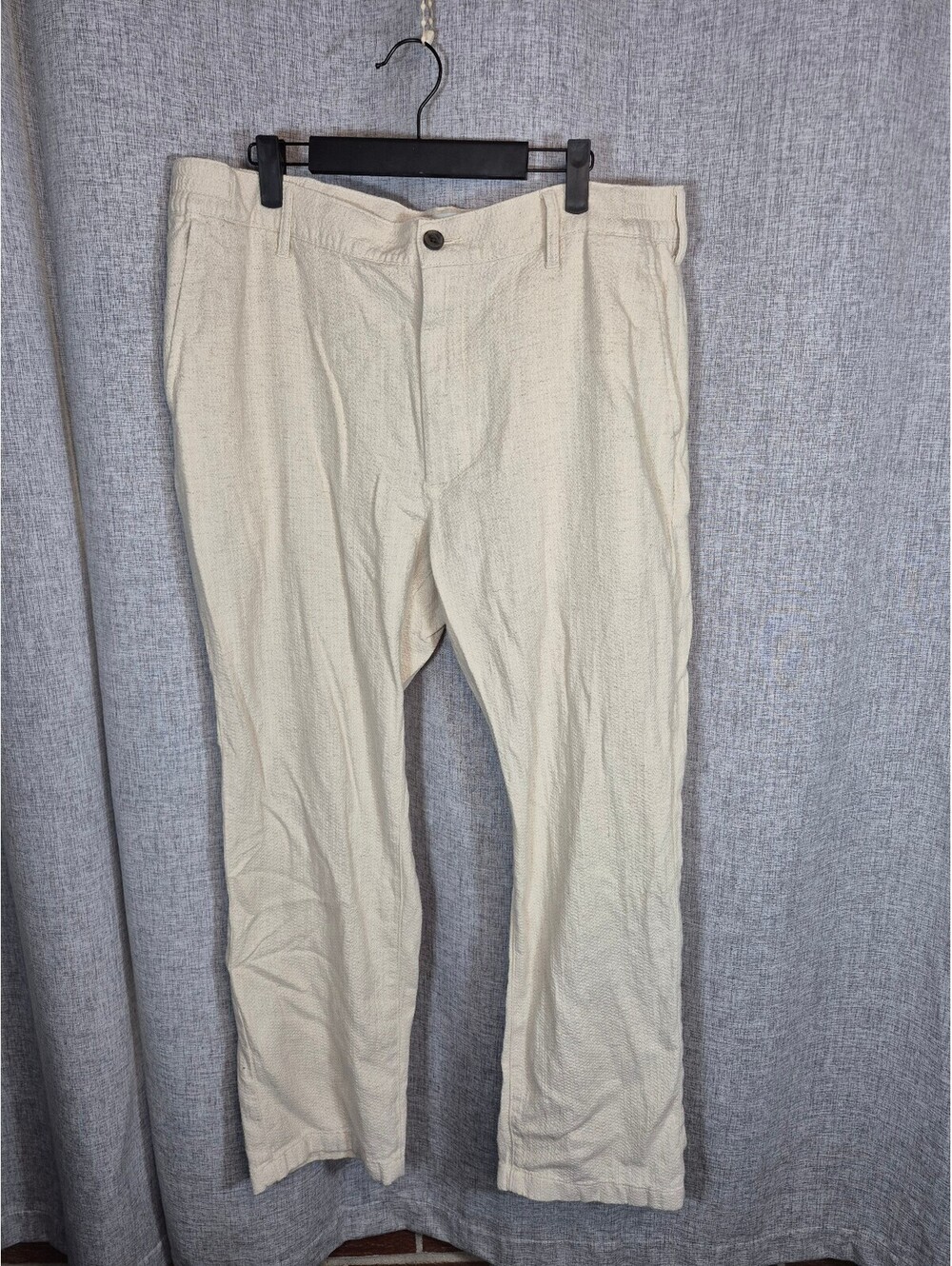 Goodfellow & Co Men’s Linen Blend Pants Large Ivory Textured Straight Leg